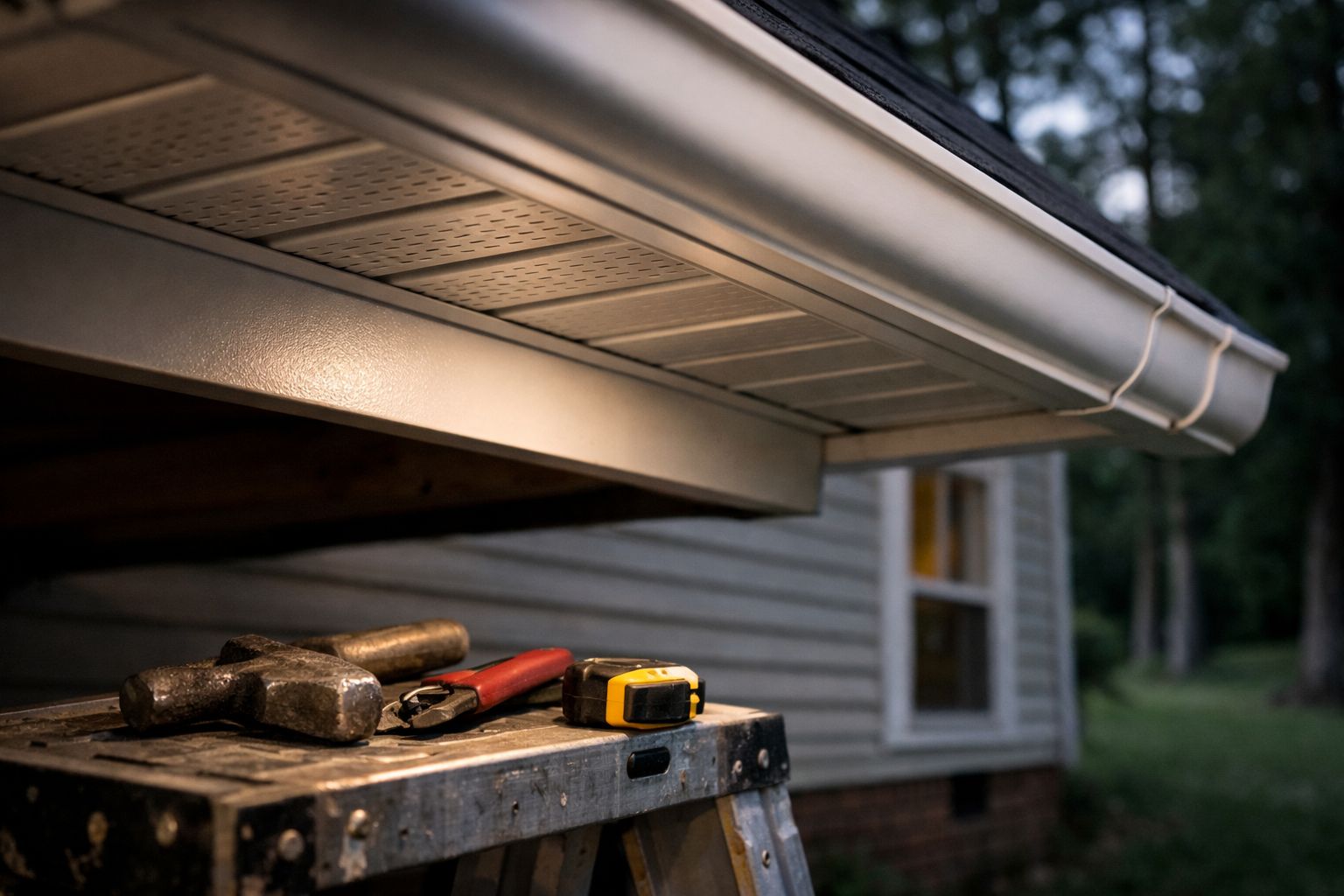 Newly installed soffit and fascia on a home in Raleigh, NC